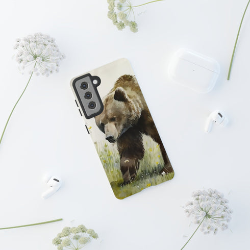 Grizzly Bear in a Field - Impact Resistant Phone Case